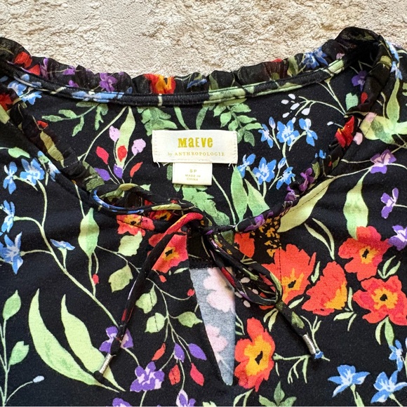 Maeve By Anthropologie Jacques Floral Puff Sleeve Peasant Blouse Size Small - Picture 7 of 12